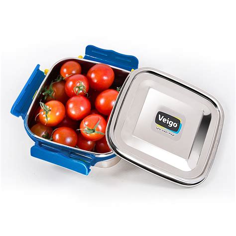 veigo stainless steel lunch box|Veigo MaxoSteel Medium Stainless Steel Snack Box.